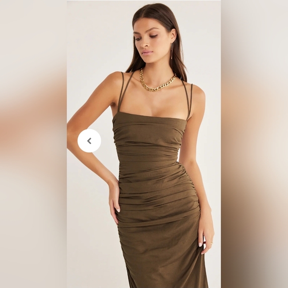 NWT RUMER Dress | Size S | The Mecca Midi in Mocha | Cinched Sides | Sid… - Picture 13 of 13